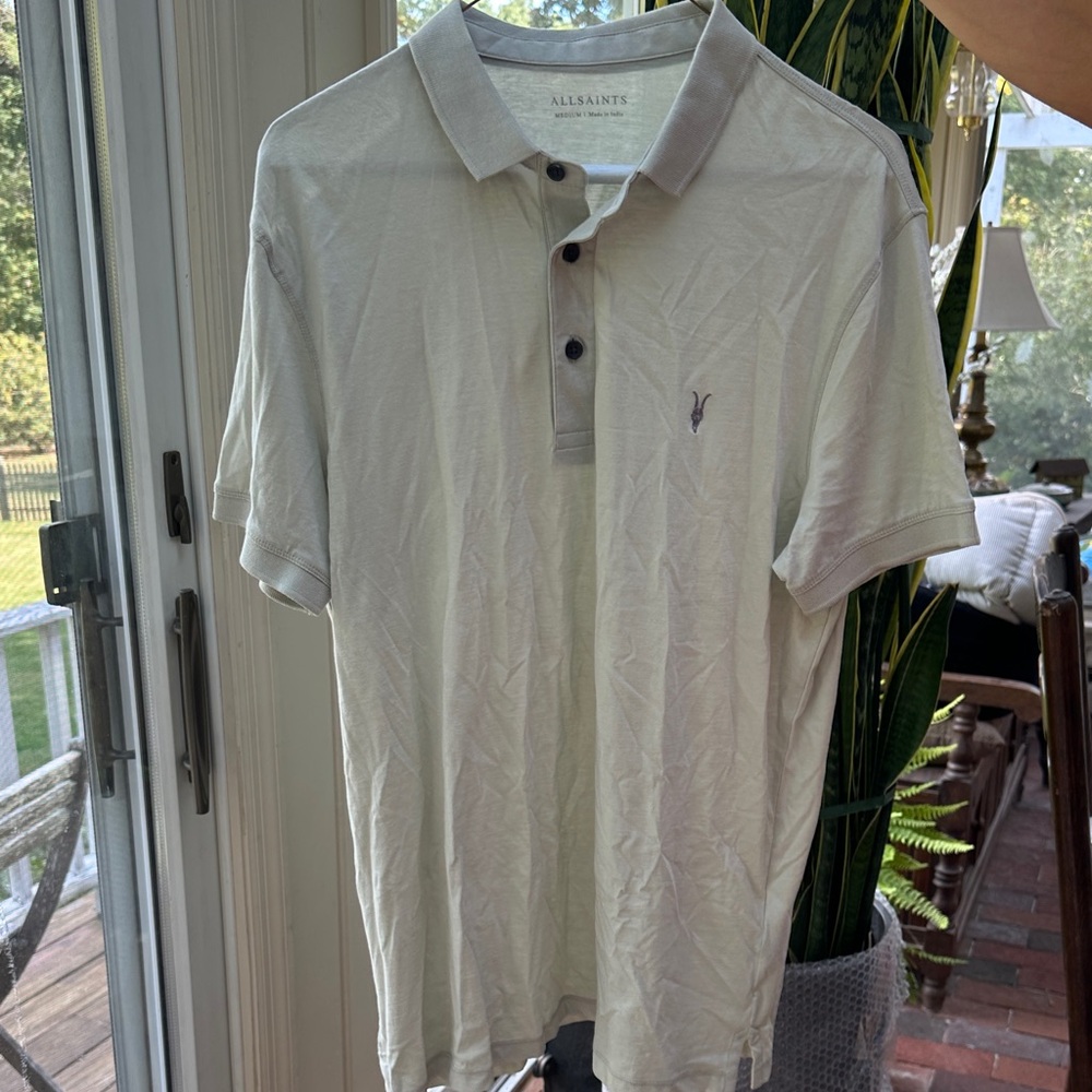 All Saints Men's Grey Polo Shirt